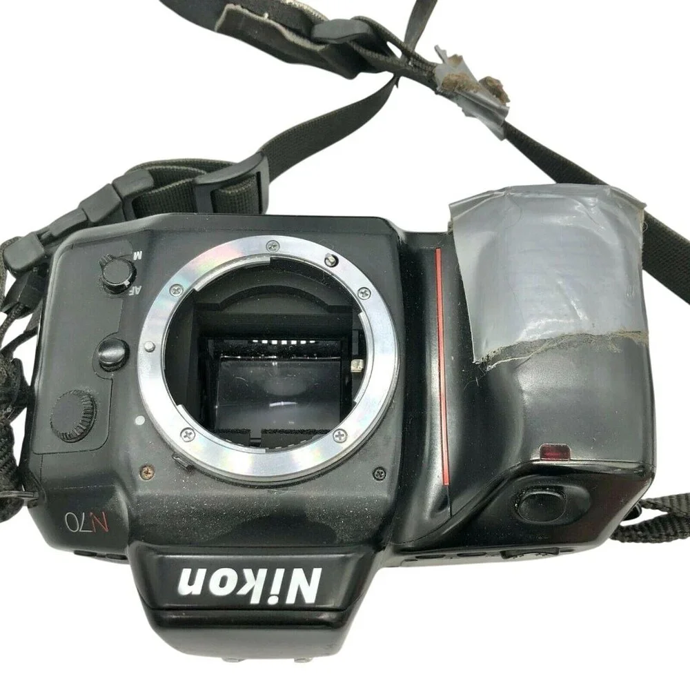 Nikon N70 35mm SLR Film Camera Body W/ Strap & Visible Damage